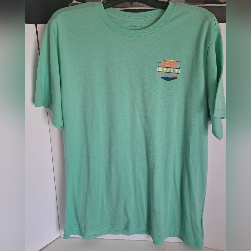Men's Crown & Ivy Aqua Green Round Neck Outer Banks Short Sleeve T-Shirt Size XL